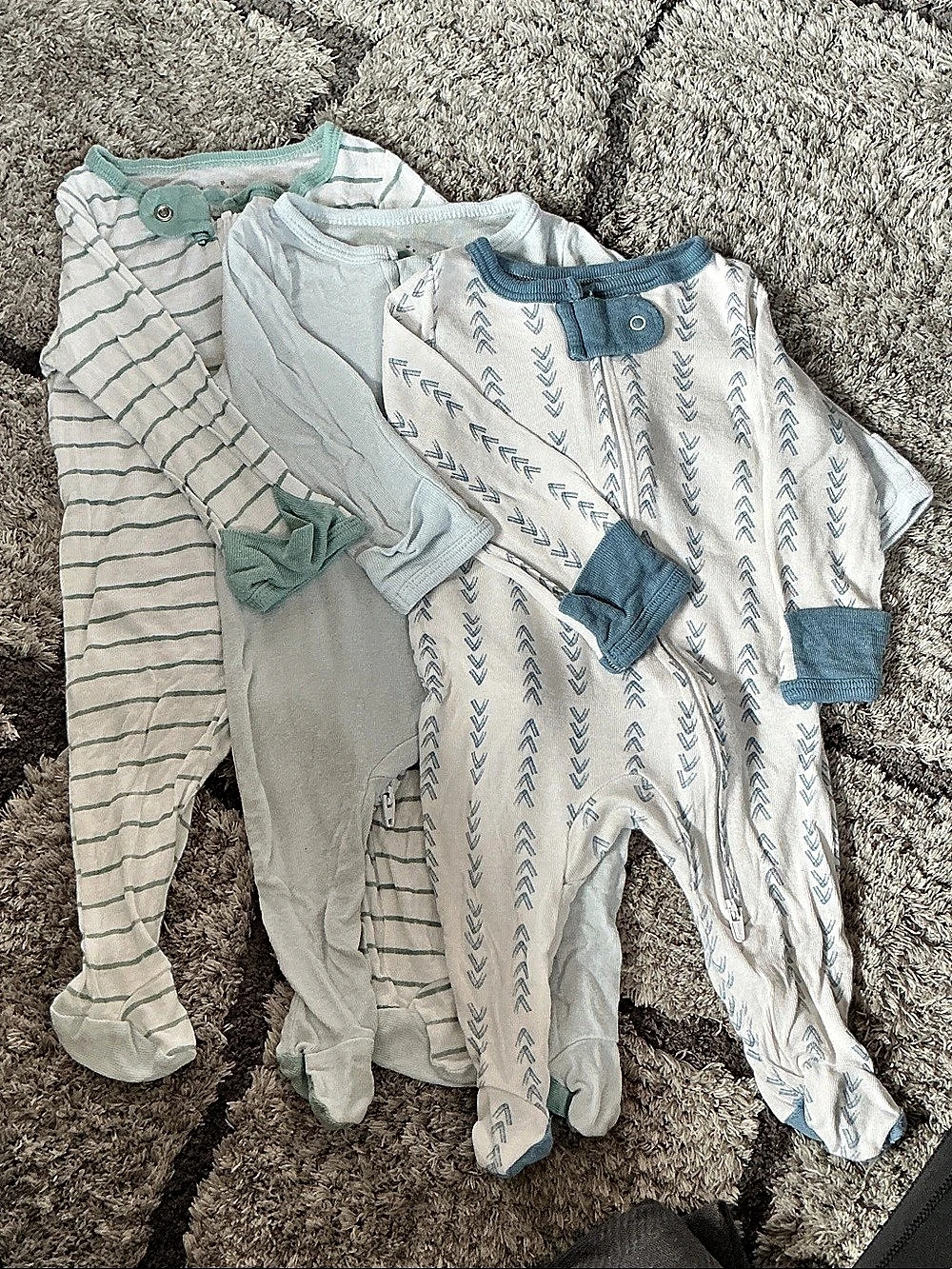 cloud island Sleep 'N Play Footed Pajamas 3-Pack Baby Footies Blue & White